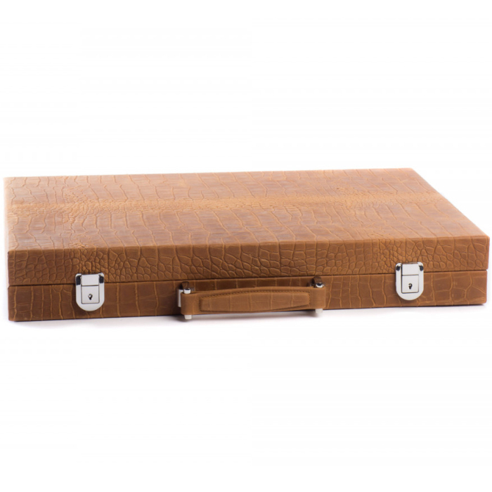 Exclusive backgammon set "Alain" made of leather, beige